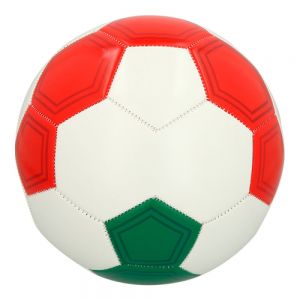 Balón de soccer No. 5 cosido a máquina con material PVC de 1.6 mm. Cámara de inflado: PVC y peso de 260 a 270 gr.